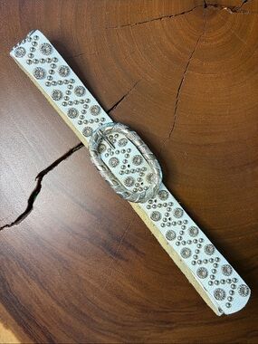 Leather Rock Studded Leather Belt Western Boho Festival Size 32”-36” L